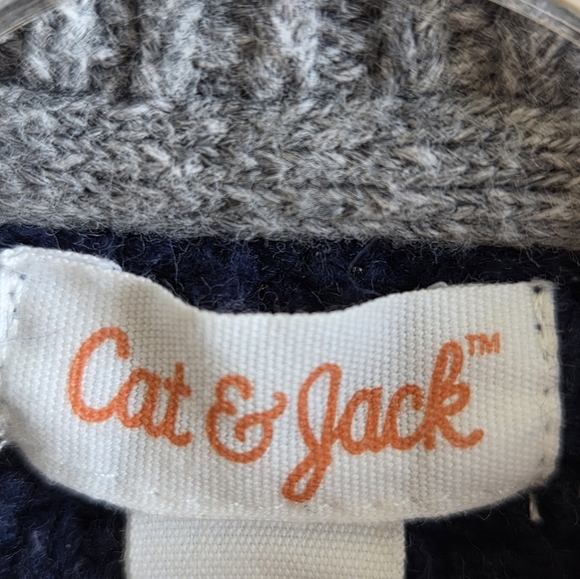 Cat & Jack Toddler Boys Navy and Burgundy Cable Knit Sweater Size 2T - Picture 4 of 5